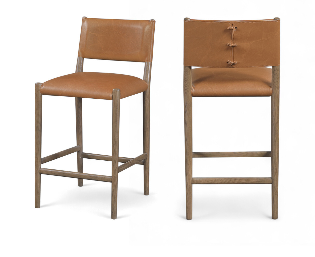 Andie Vegan Leather Upholstered Counter Stool In Cognac and Stained Brown | 1stopbedrooms