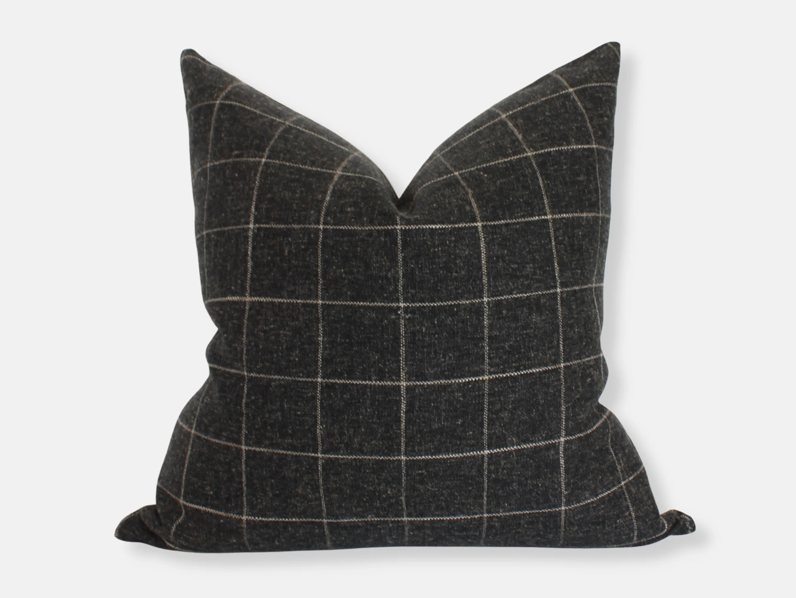 Black Plaid Windowpane Pillow Cover, Charcoal Throw Pillow | Wayfair North America