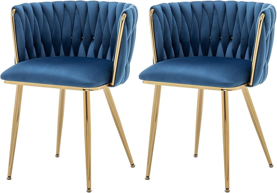 ECHINGLE Velvet Dining Chairs Set of 2, Modern Upholstered Dining Chairs with Gold Metal Legs for... | Amazon (US)