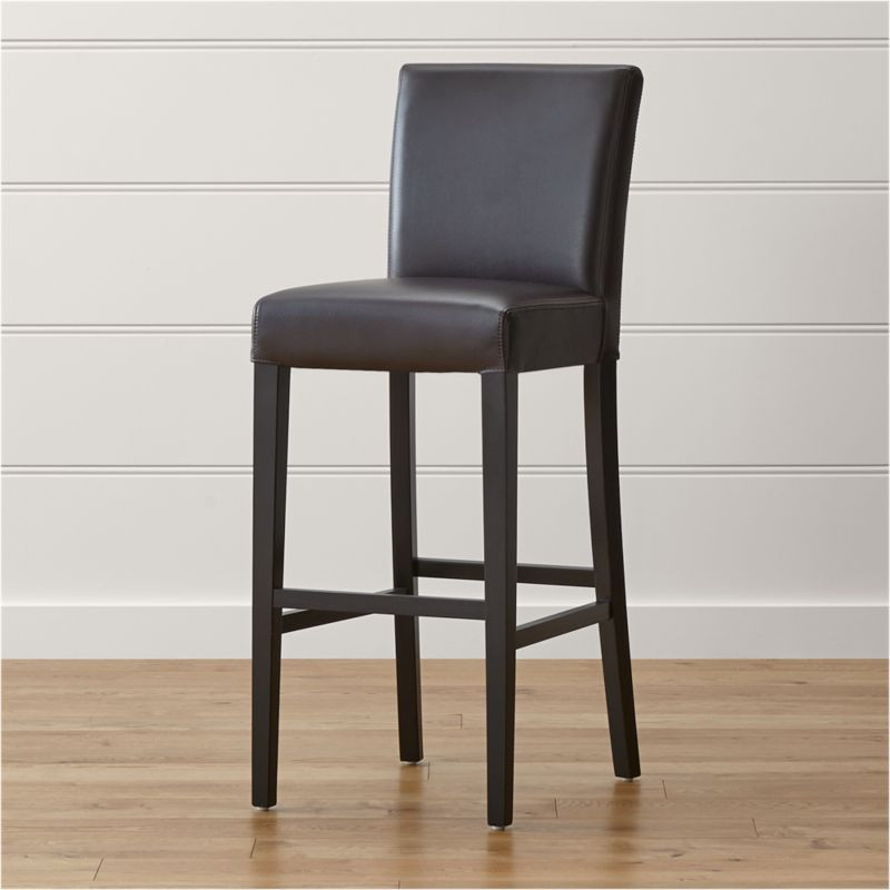 Lowe Chocolate Leather Bar Stool + Reviews | Crate & Barrel | Crate & Barrel