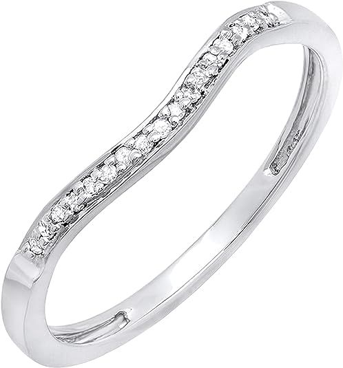 Dazzlingrock Collection 0.10 Carat (ctw) DGLA Certified Round White Diamond Ladies Wedding Guard ... | Amazon (US)