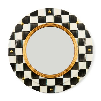 MacKenzie-Childs Courtly Check Round Enamel Wall Mirror | MacKenzie-Childs