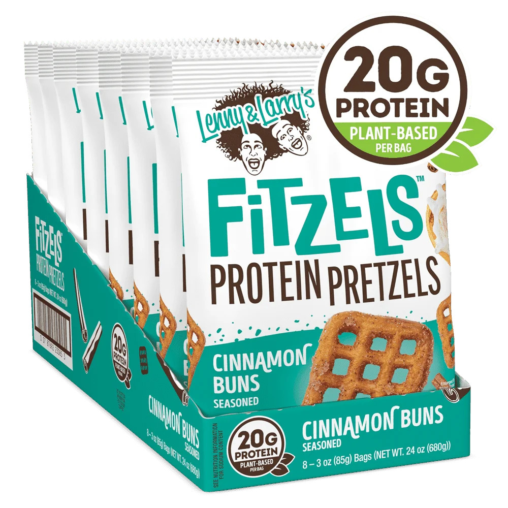 Lenny & Larry's Fitzels Protein Pretzels Snack,Cinnamon Buns, 20g of Protein, 8 Pack | Walmart (US)