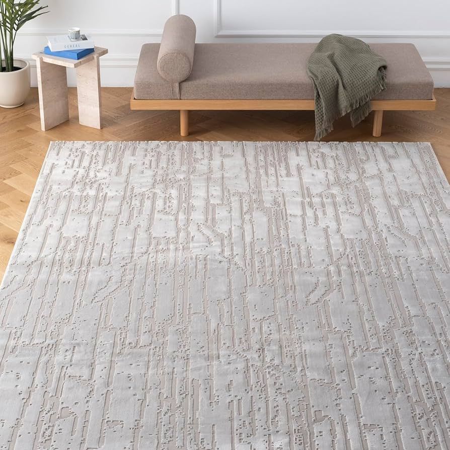 Ebb 8'x10’ Washable Area Rug for Living Room Bedroom - 100% Recycled Oeko-TEX Certified, Medium... | Amazon (US)