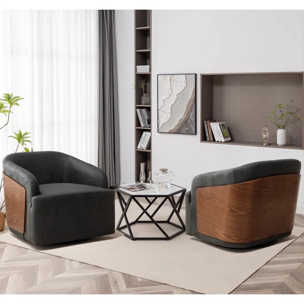 Andretta Vegan Leather Swivel Barrel Chair | Wayfair North America