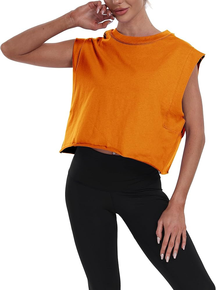 Women's Workout Tank Top Crop Tops Cropped Athletic Gym Muscle Shirts | Amazon (US)