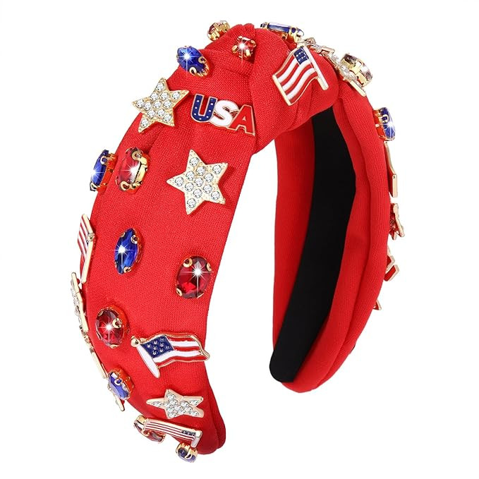 4 th of July Headband for Women American Flag Knottted Hairband Star USA Charm Fourth of July Pat... | Amazon (US)