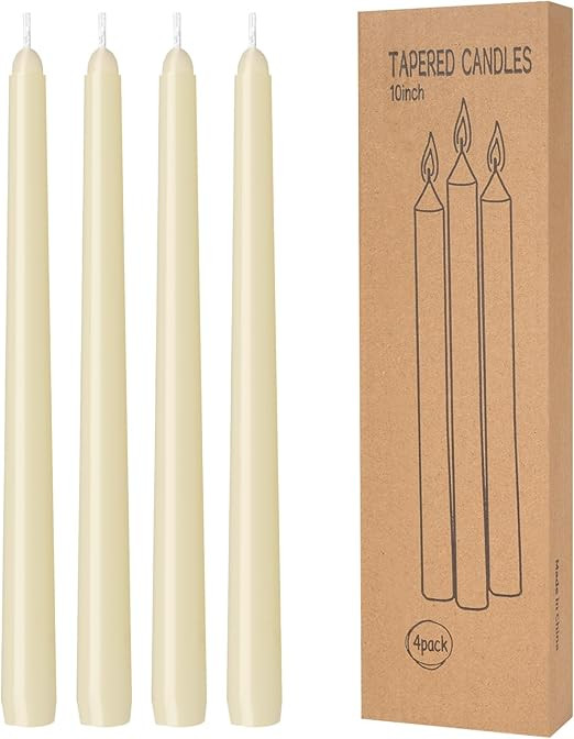 4 Pack Lvory Taper Candles - Taper Candles 10 Inch Dripless, Smokeless & Unscented - 8 Hours Long... | Amazon (CA)