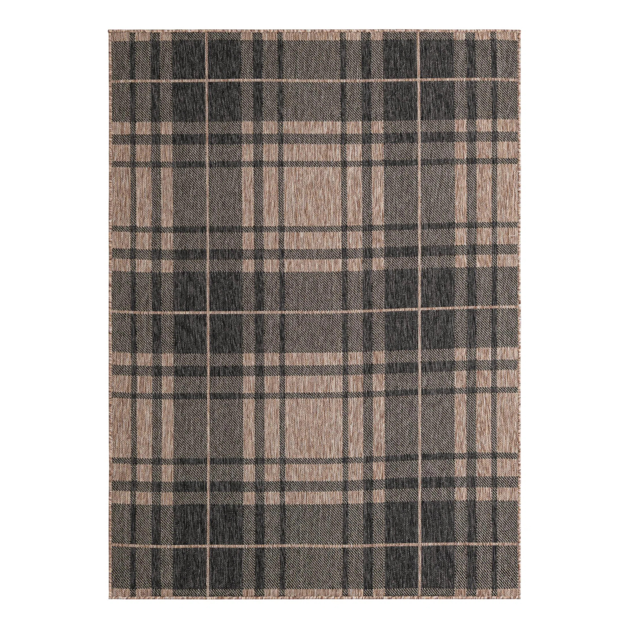 Tatasha Plaid Power Loom Polypropylene Plastic Area Rug in Black/Brown | Wayfair North America