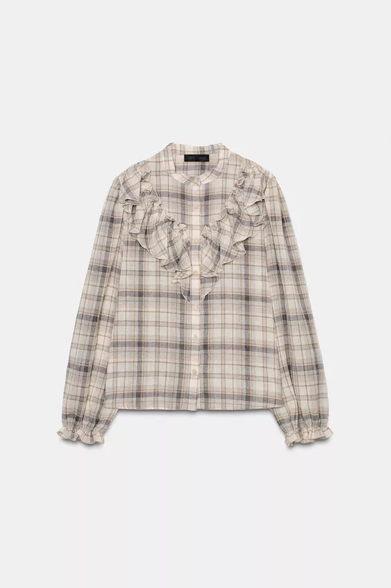 PLAID RUFFLE SHIRT | Zara US