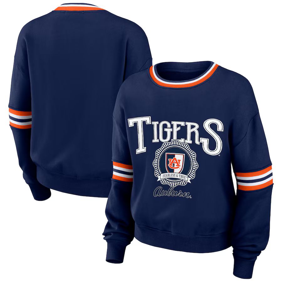 Auburn Tigers WEAR by Erin Andrews Women's Vintage Pullover Sweatshirt - Navy | Fanatics