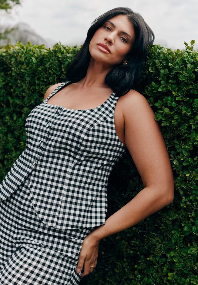 Gingham Square Neck Vest | Eloquii