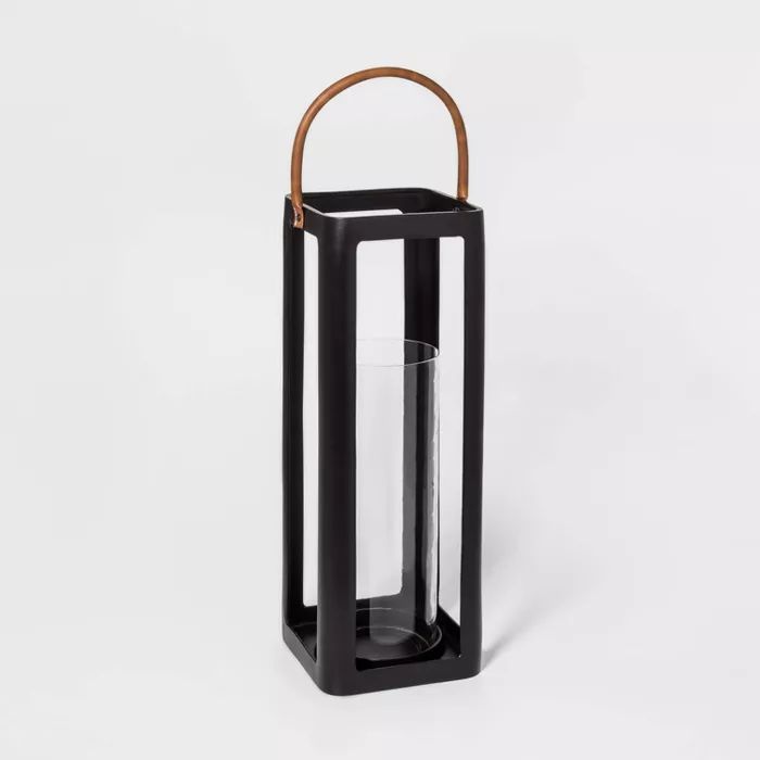 23" x 9" Metal Lantern Pillar Candle Holder Black - Threshold™ | Target