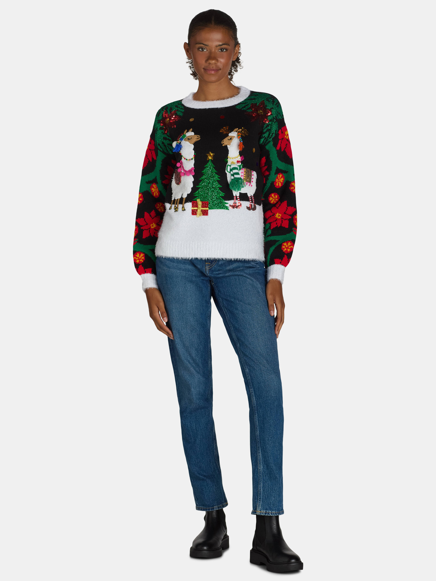 Holiday Time Embellished Sweater, Women’s, Sizes XS-3X | Walmart (US)