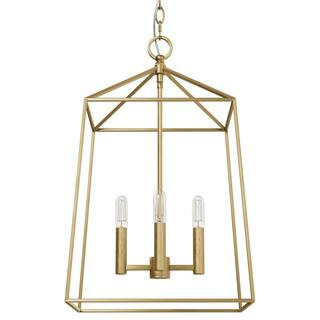 Hunter Fair Oaks 60-Watt 4-Light Luxe Gold Lantern Pendant Light, No Bulbs Included 13096 - The H... | The Home Depot