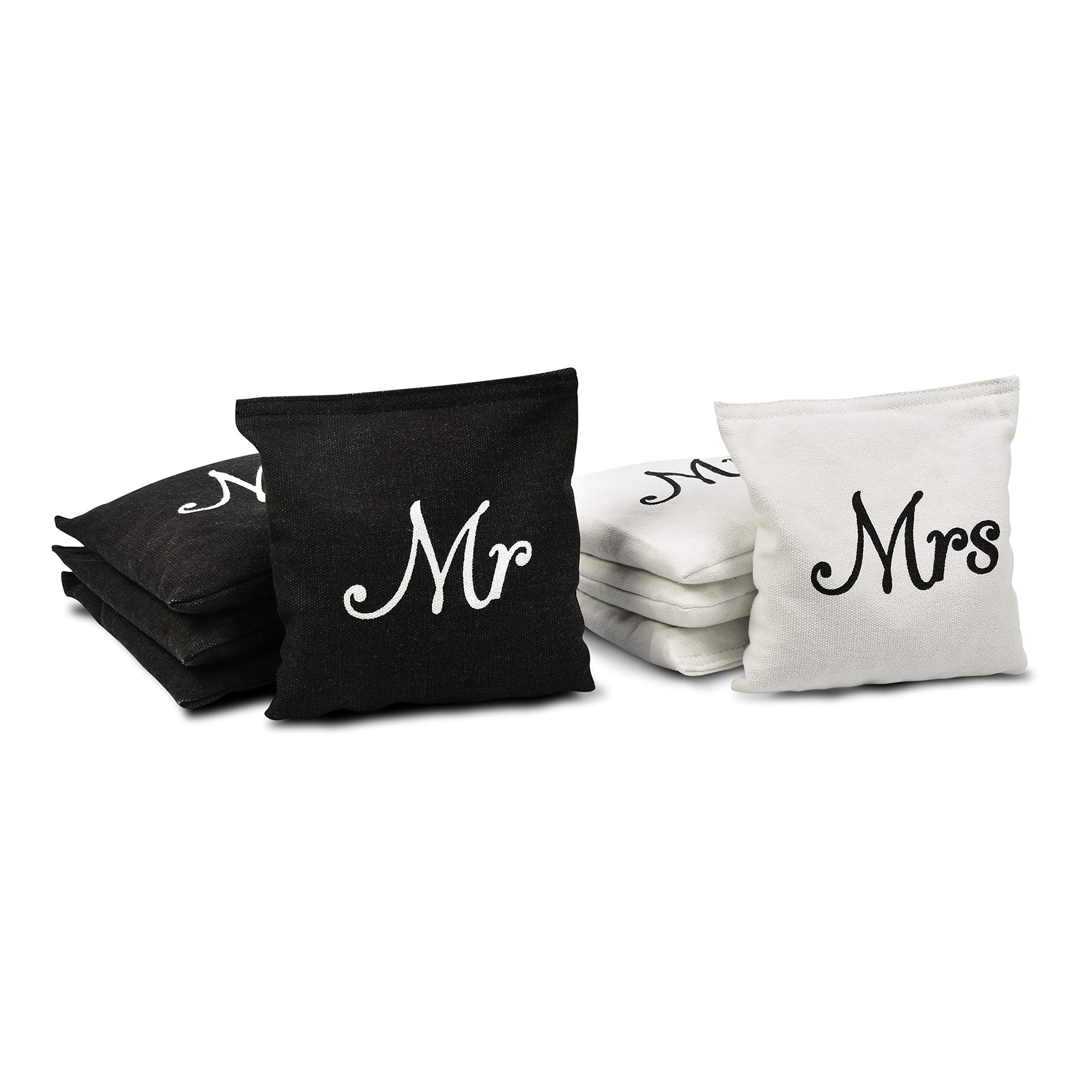 GoSports Wedding Theme Cornhole Bag Set - Includes 4 Black Mr Bags and 4 White Mrs Bags | Amazon (US)
