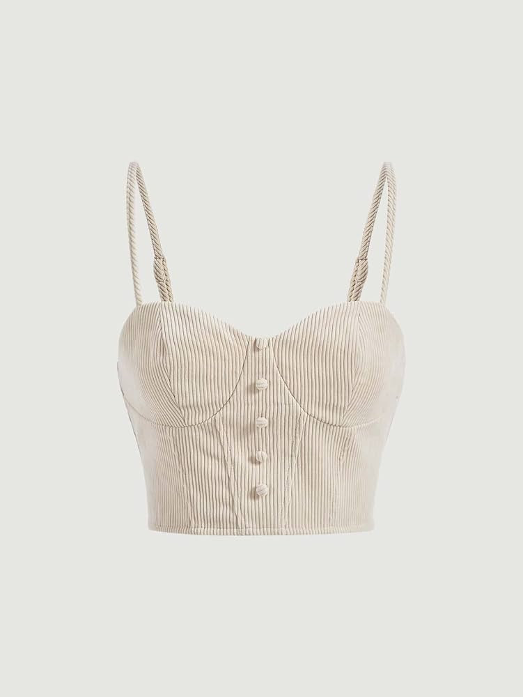 GWNWTT Women's Tops Sexy Tops for Women Button Front Cami Top Shirts for Women (Color : Beige, Si... | Amazon (US)