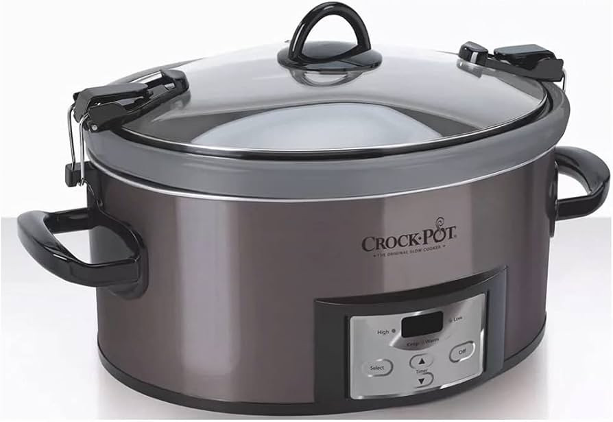 Crock Pot 7-qt Nonstick Ceramic Coating Cook & Carry Programmable Easy-Clean Slow Cooker Stainles... | Amazon (US)