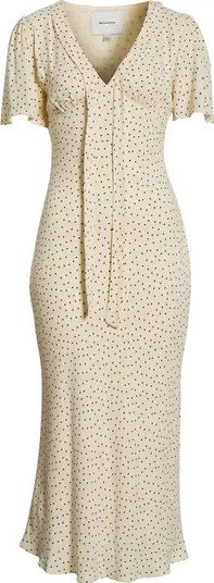 Tyra Polka Dot Short Sleeve Midi Dress | Nordstrom