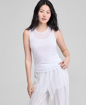 Women's Double-Layer Scoop-Neck Tank, Exclusively at Macy's | Macy's
