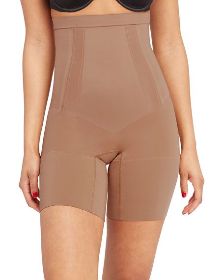 Spanx OnCore High-Waisted Mid-Thigh Shorts | Neiman Marcus