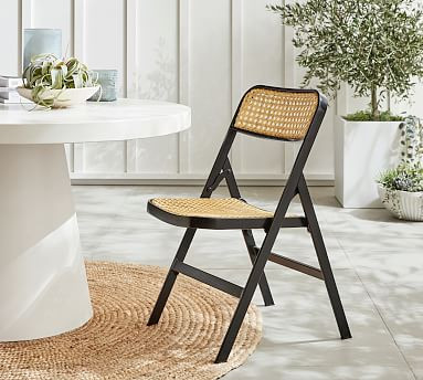 Leucadia Metal & Cane Folding Side Chair | Pottery Barn (US)