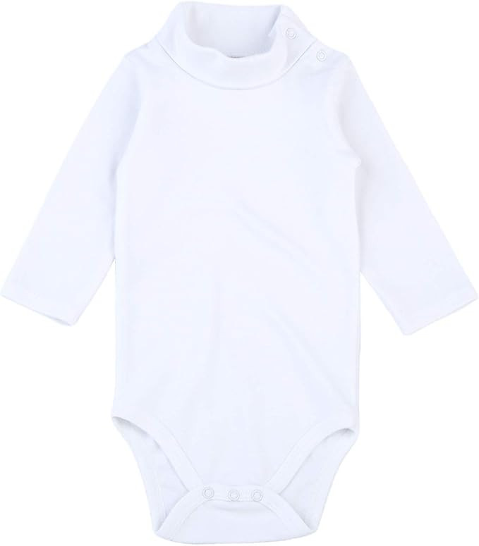 ROMPERINBOX Solid Baby Turtleneck Bodysuit Long Sleeve Cotton Onsies Boy Girl 1 Pack 0-24 Months | Amazon (US)