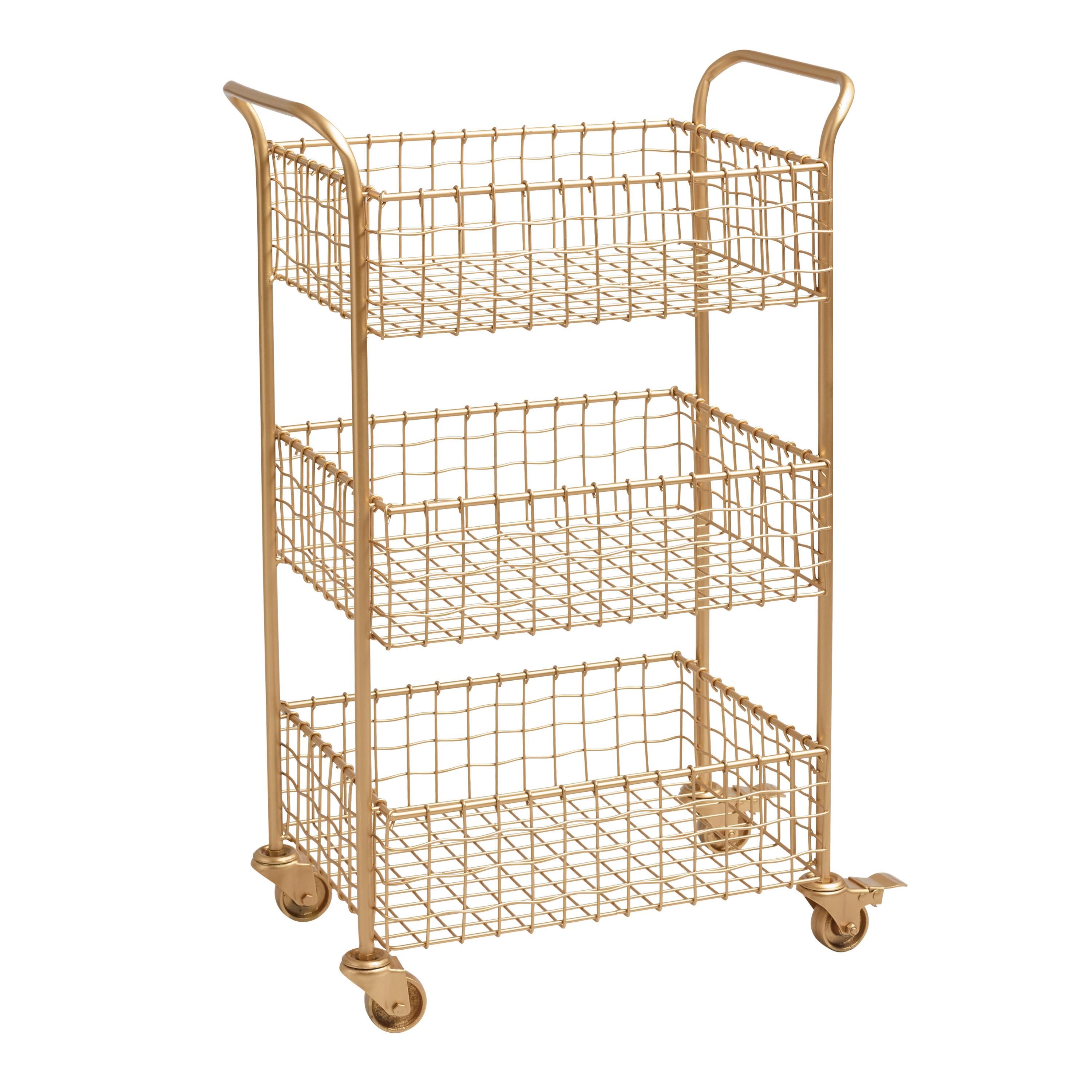 Gold Wire Antonia Rolling Cart | World Market