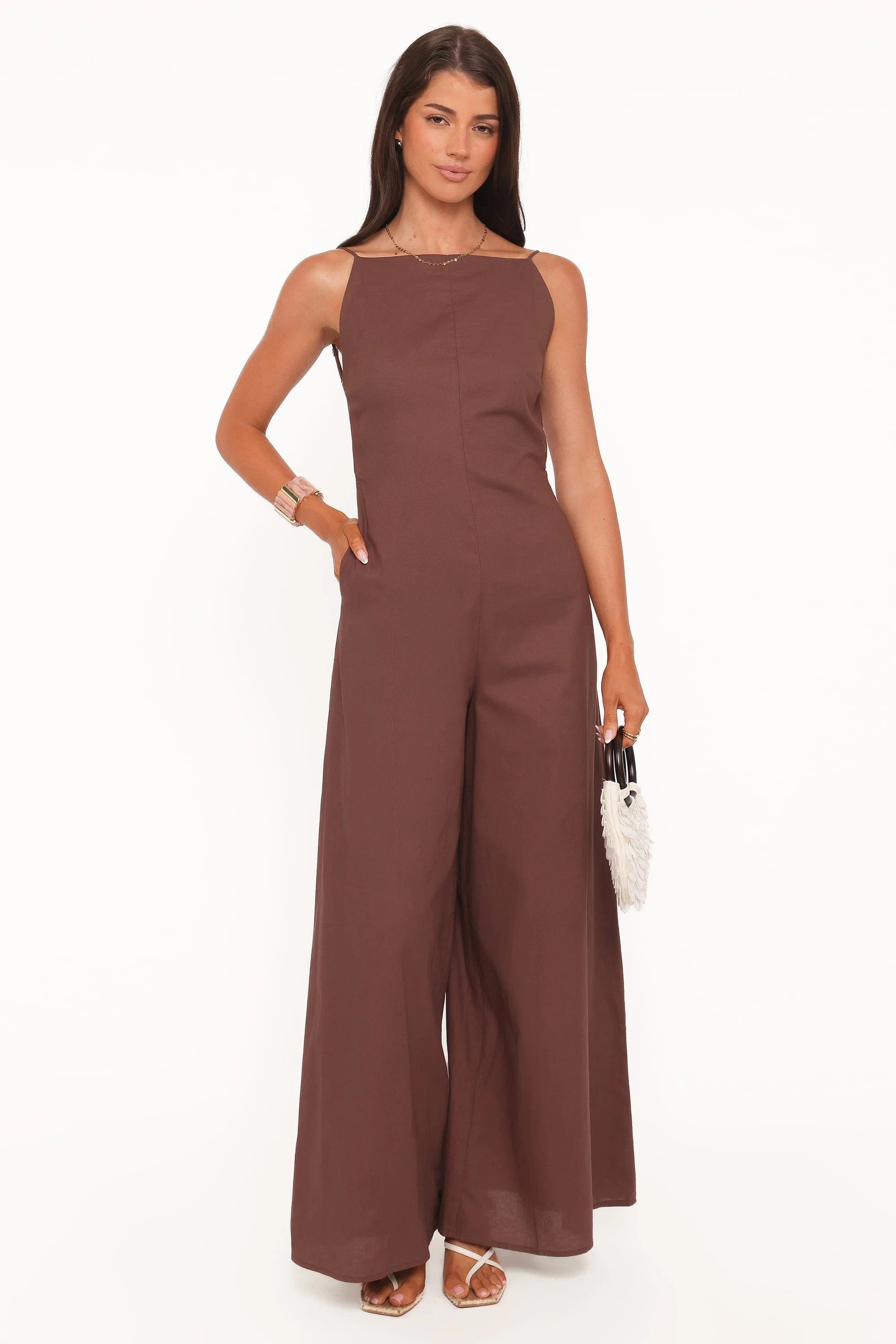 Ophilia Open Back Jumpsuit - Dark Brown | Petal & Pup (US)