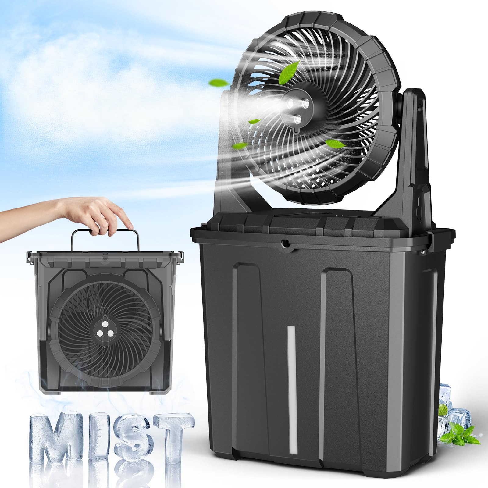 Ausic 9L Bucket Portable Misting Fan for Outdoors Patios - 10IN, 20000mAh Rechargeable Battery Op... | Amazon (US)