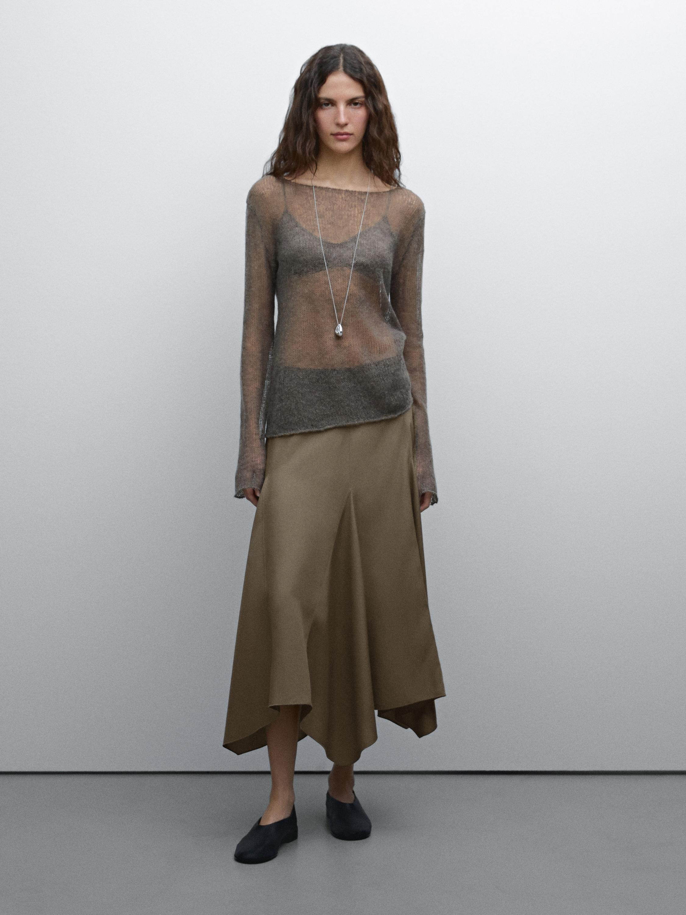 Asymmetric flounce midi skirt Outfit | Spring Fashion 2025 | Spring Break 2025 | Massimo Dutti US