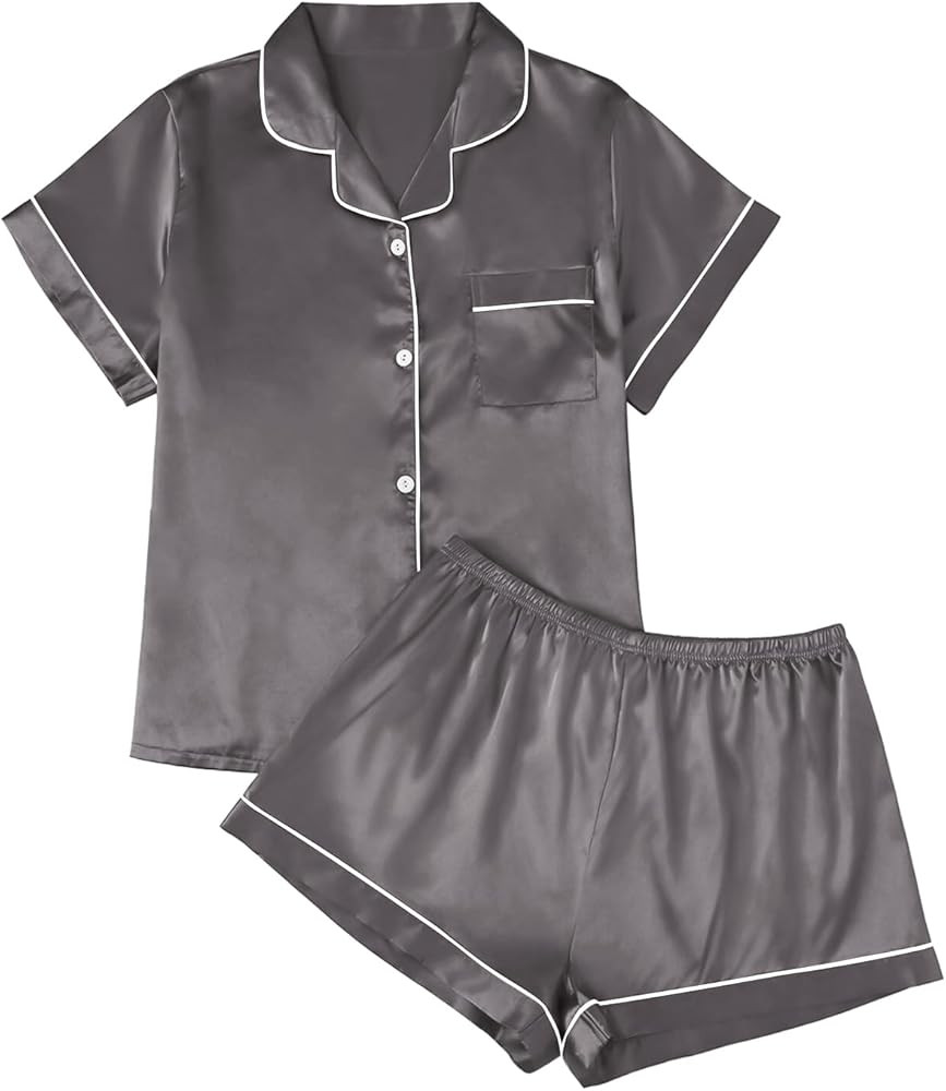 LILLUSORY Silk Satin Pajama Set for Women 2 Piece Lounge Pjs Winter Matching Summer Sleepwear But... | Amazon (US)