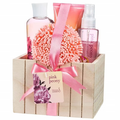 Spa Gift Basket for Women Pink Peony Scent Bath and Body Gift Set in Wood Box Home Spa Self Care ... | Target