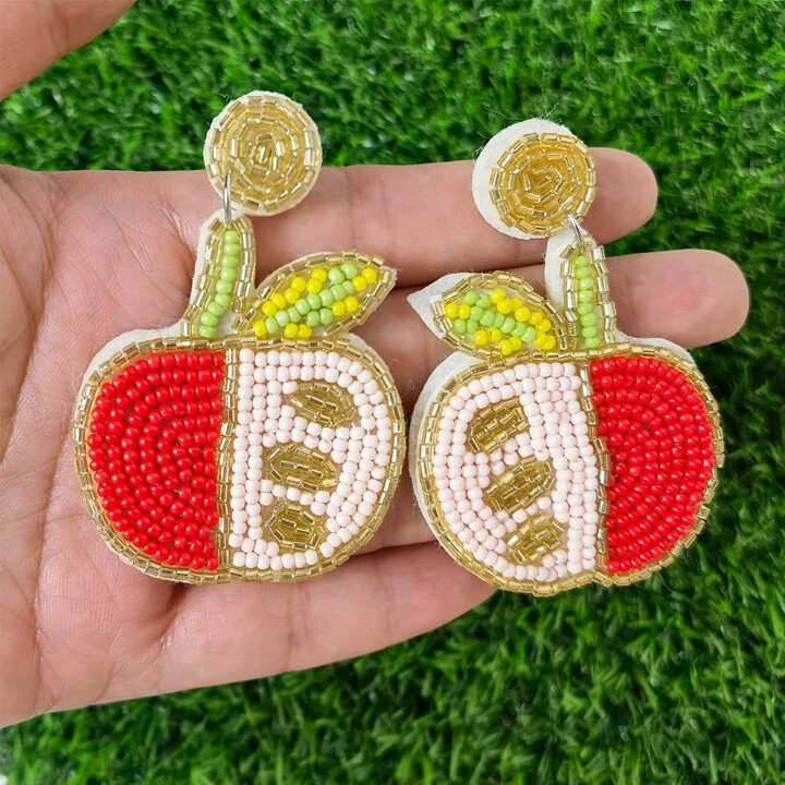 1pair Creative Fashion Design Beaded Apple/heart/pencil/letter Earrings For Women, Teacher's Day ... | SHEIN
