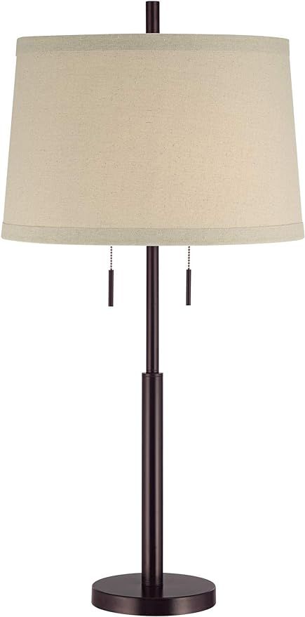 Possini Euro Design Rustic Farmhouse Table Lamp 33" Tall Dark Bronze Brown Metal Off White Burlap... | Amazon (US)
