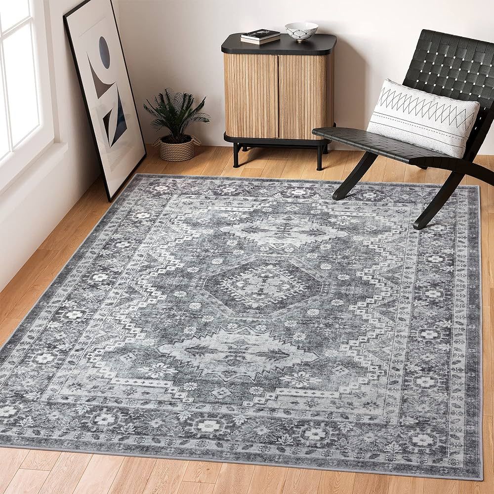 Rugland 6x9 Rug - Stain Resistant Washable Rug, Anti Slip Backing Rugs for Living Room, Boho Vint... | Amazon (US)