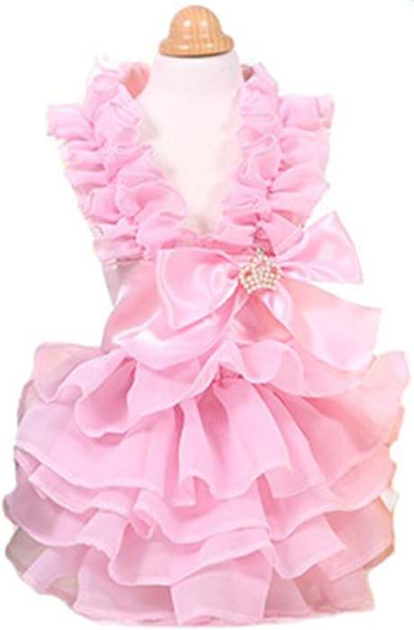 Fashion Sweet Puppy Dog Chiffon Princess Dress for EXTRAL Small and Small Dog Pink XS | Amazon (US)