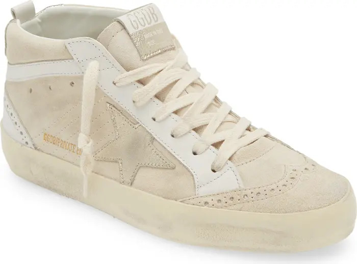Golden Goose Mid Star Leather Sneaker with Genuine Shearling Trim (Women) | Nordstrom | Nordstrom