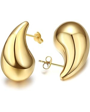 Teardrop Chunky Earrings for Women Trendy Hoop Earring Set Earring Dupes, Gold Earrings | Amazon (US)