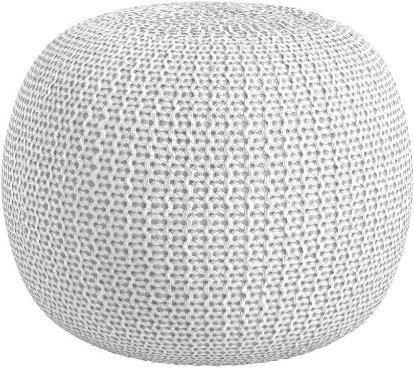 Amazon.com: Urban Shop Round Knit Pouf - Hand Woven Cotton, Ivory : Home & Kitchen | Amazon (US)
