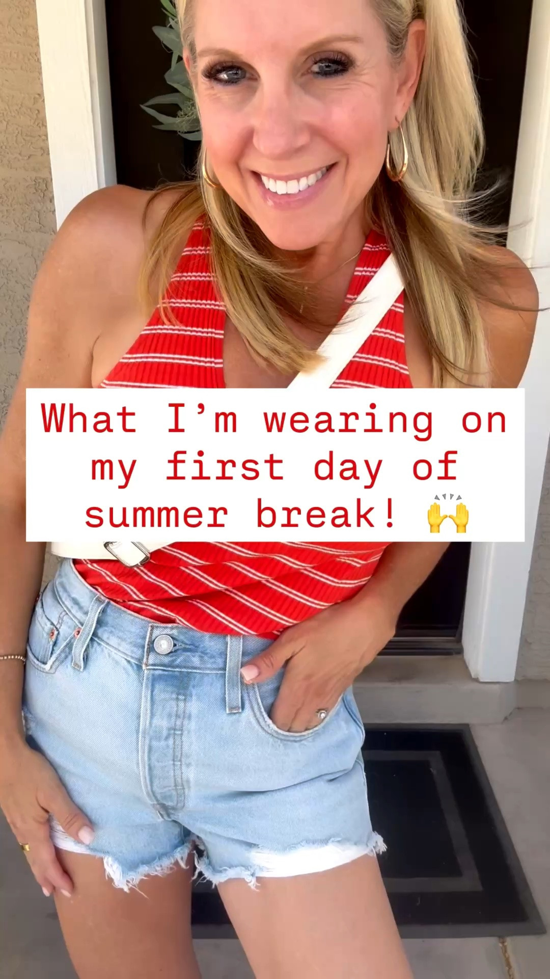 What I’m wearing on my first day of summer break!

This halter tank has the cutest opening in the back and is on SALE for under $14 @oldnavy! Love how it pairs with my favorite Levi’s jean shorts to create the perfect summer look!