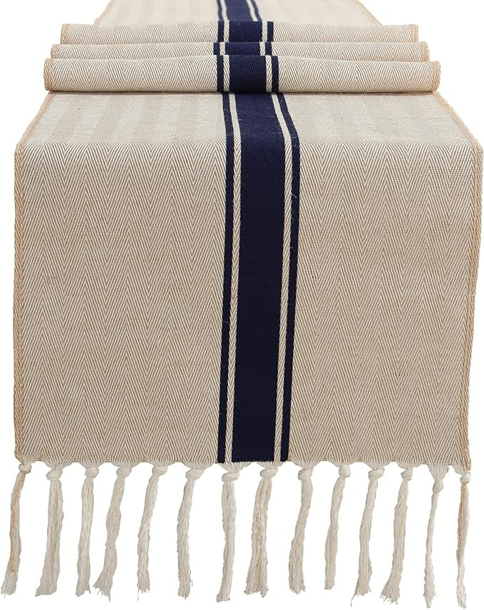 Snovcheoy Farmhouse Table Runner,13x72 Inch Burlap Dining Table Runner,Rustic Home Table Decor,Na... | Amazon (US)