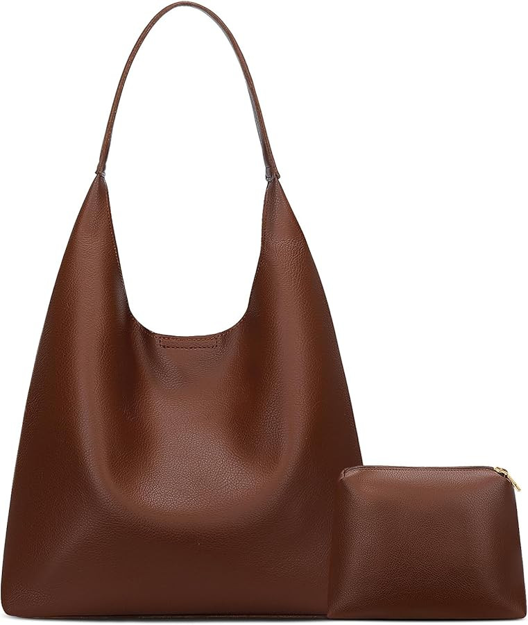 KKXIU Hobo Bags for Women Soft Vegan Leather Tote Purse Bag Slouchy Shoulder Handbag | Amazon (US)