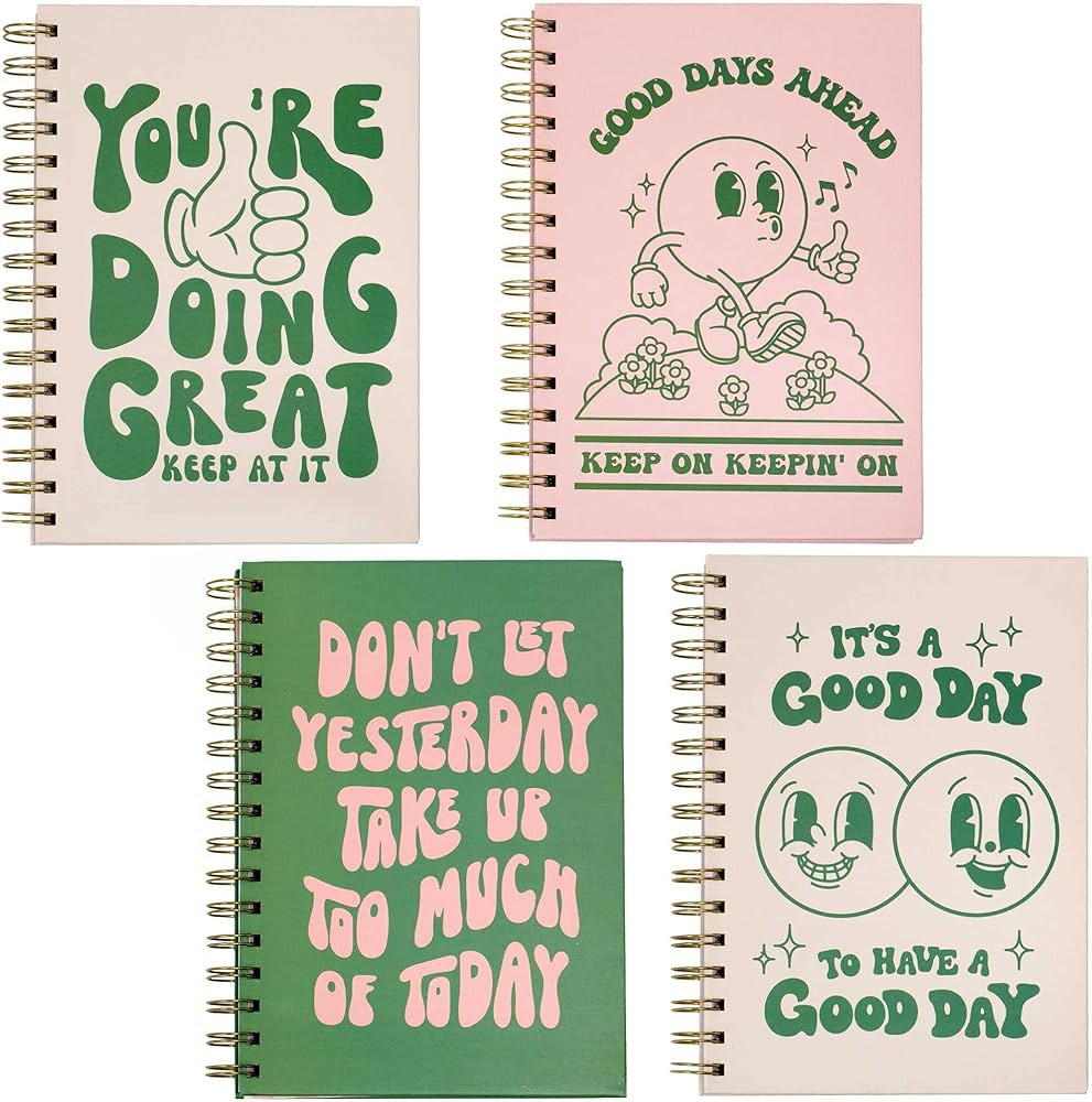 Pink Green Aesthetic Hardcover Notebooks for Work, A5 size 5.8 x 8.3 inch, Cute Notebooks for Sch... | Amazon (US)