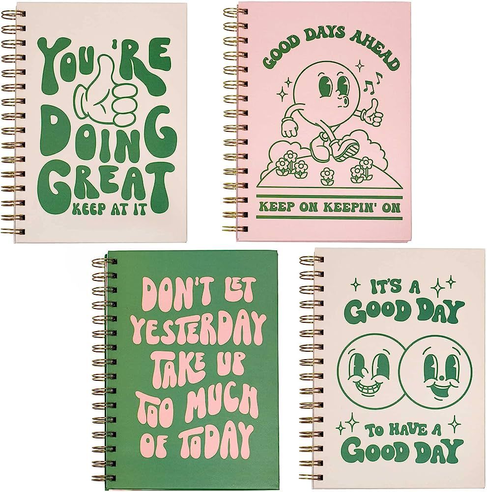 Pink Green Aesthetic Hardcover Notebooks for Work, A5 size 5.8 x 8.3 inch, Cute Notebooks for Sch... | Amazon (US)