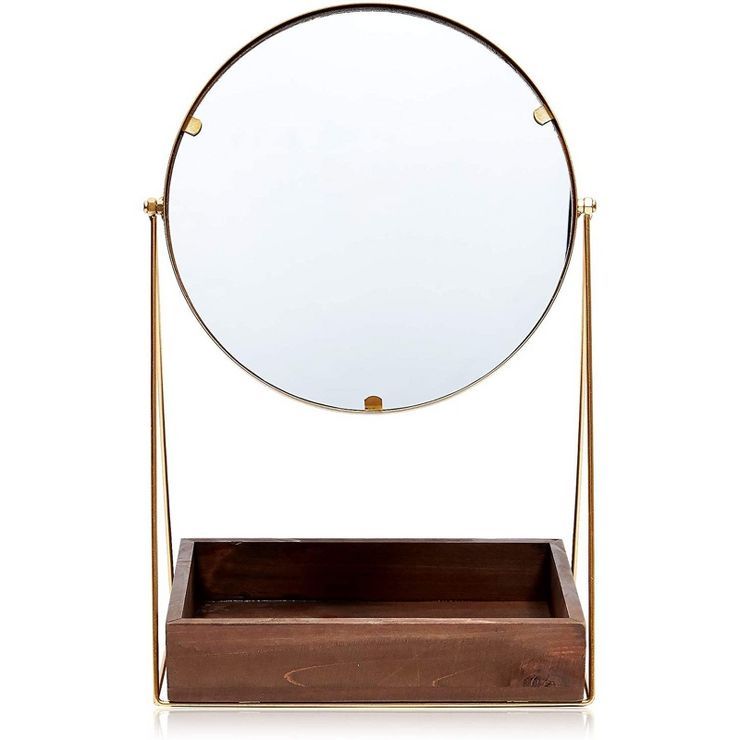 Juvale Vintage Vanity Mirror with Stand and Tabletop Storage Tray for Makeup, Gold, 10 x 6.75 x 1... | Target
