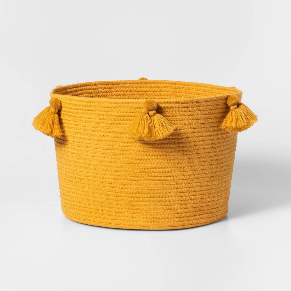 Large Coiled Rope Basket with Tassels Yellow - Pillowfort | Target