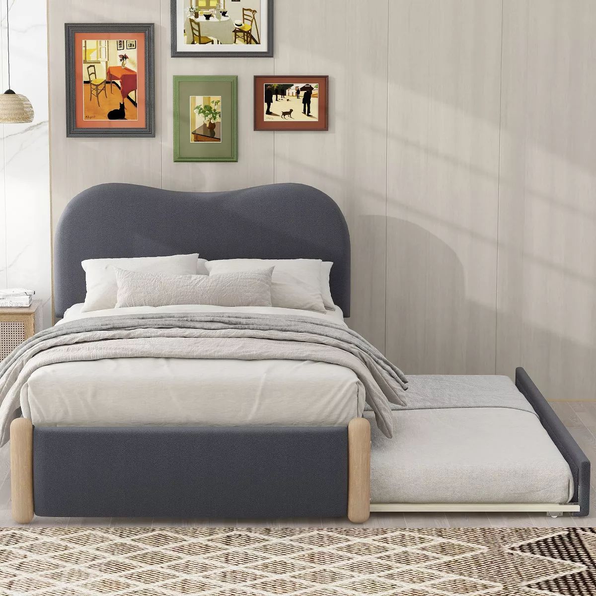 Full/Twin Size Upholstered Platform Bed with Wood Supporting Feet-ModernLuxe | Target