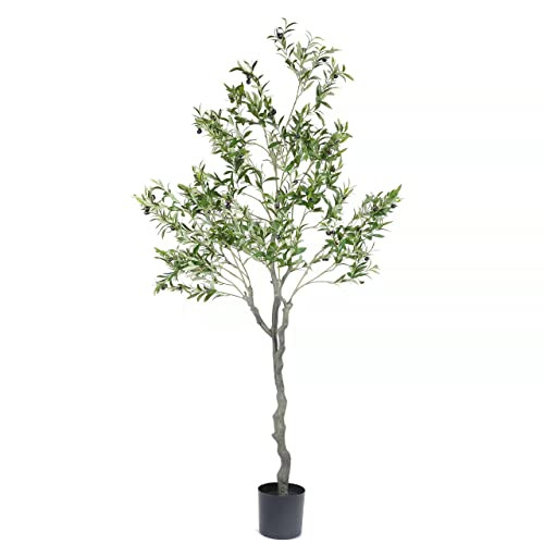 Nafresh Tall Faux Olive Tree，7ft（84in） Realistic Potted Silk Artificial Olive Tree， Fake Olive Trees | Amazon (US)
