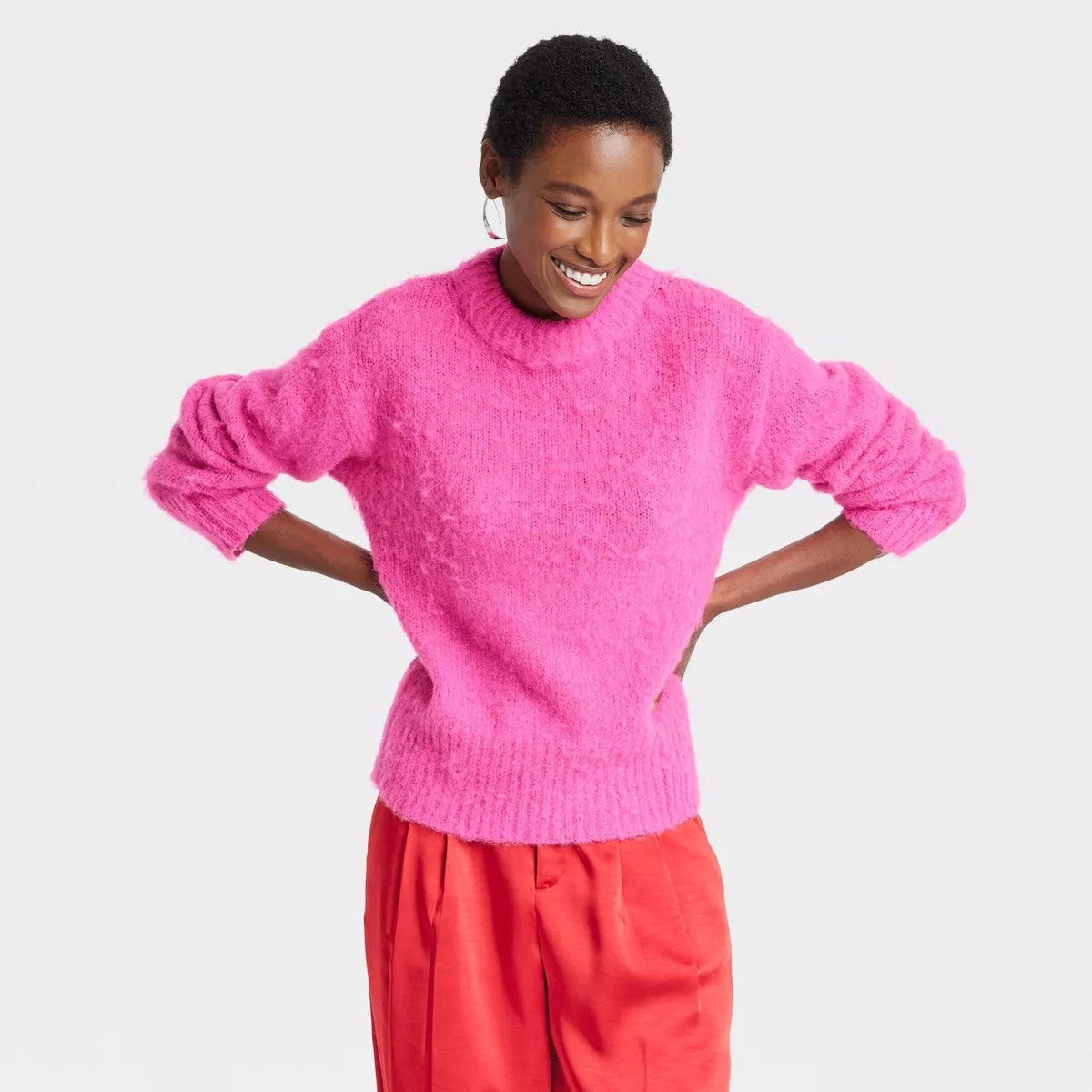 Women's Crewneck Brushed Pullover Sweater - A New Day™ | Target
